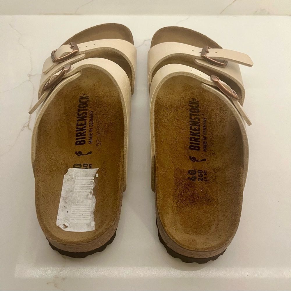 NWT✨Birkenstock Arizona Cream Neutral Rose Gold Buckle Sandals 40 - Picture 6 of 9
